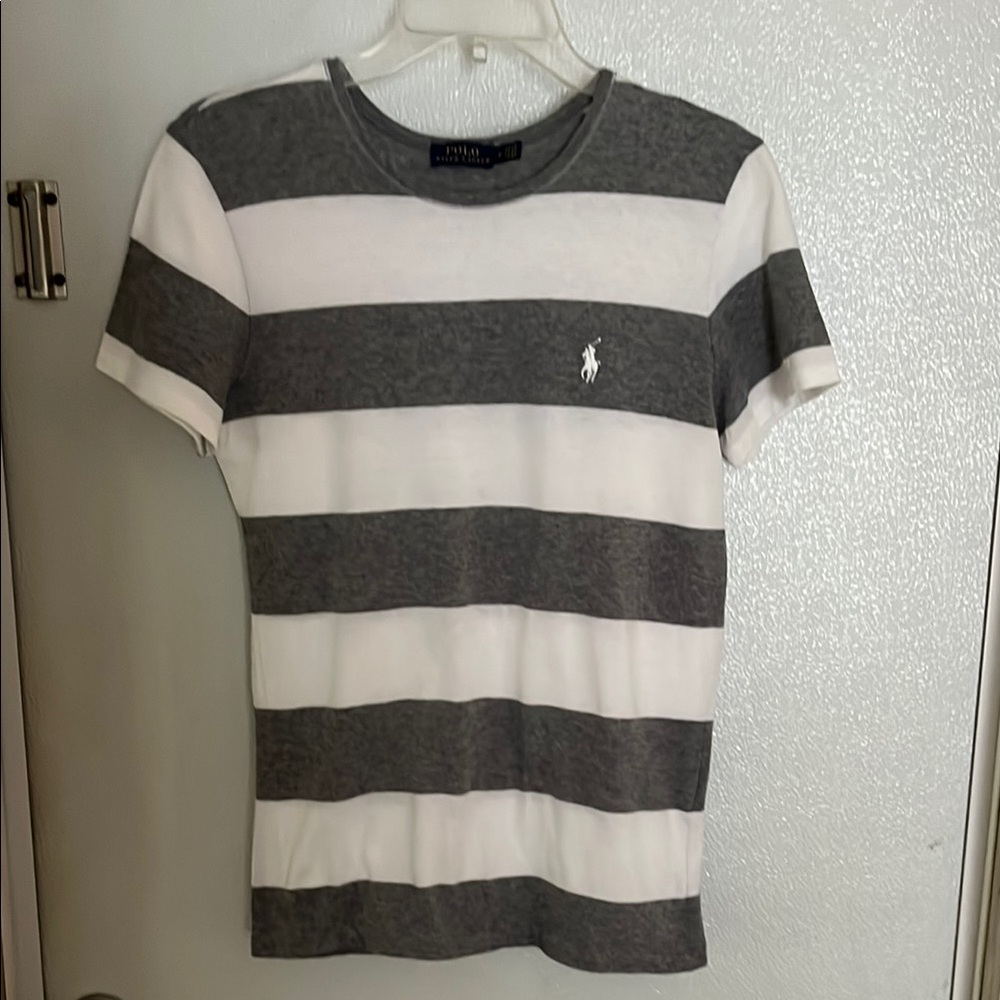 Polo by Ralph Lauren Grey and White Striped Shirt